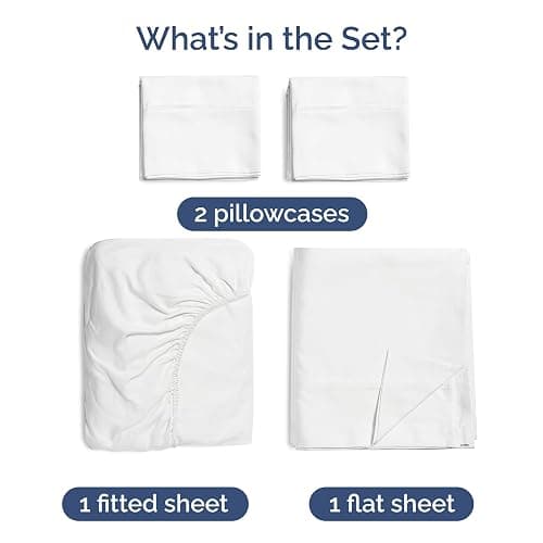 Bamboo Sheets King Size - Cooling Sheets for King - 100% Rayon Derived From Bamboo - Ultra Soft, Breathable & Hotel Luxury Bedding - 1 Flat & 1 Fitted & 2 Pillowcases w/ 16 Inch Deep Pockets - White thumbnail 2