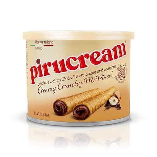 Pirucream Rolled Wafers with Chocolate Hazelnut, Organic Alkaline 100% Cocoa – No Trans-Fat, Preservatives, Colorants or Additives and without Palm Oil (300Gr/ 10.58Oz each one – 1 Pack Tin) - Image 1