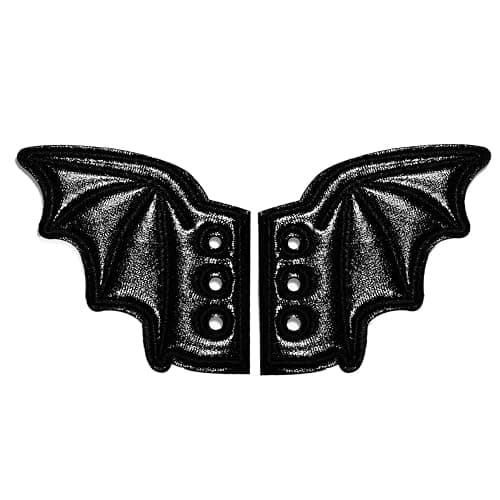 Kayueway Fashion Cute Flying Black Little Bats Shoe Wings Boy Girl Bats Shoe Wings DIY Decorations Super Wings Old New Sport Shoes Gift Runner Embroidered Bat Wing Set of 2 - Image 1