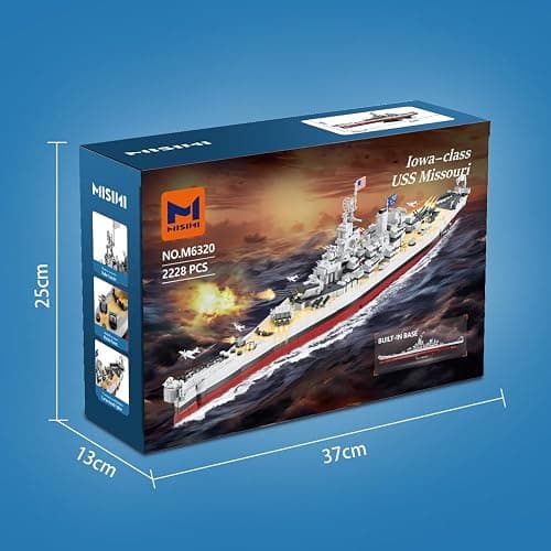 MISINI M6320 Military Series World War II Battleship Building Kit, 2228 Pieces USS Missouri Battleship, Toy Gift Ship Building Block Set for Adult Collection(Iowa-Class Warship) thumbnail 9