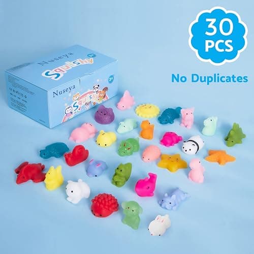 Nuseya 30pcs Mochi Squishy Toys No Duplicates Fidget Toys Gift for Kids Girl Boy Party Favor Kawaii Squishies Mini Sensory Stress Relief Toys Birthday Gift Classroom Prizes Goodie Bag Stuffers thumbnail 4