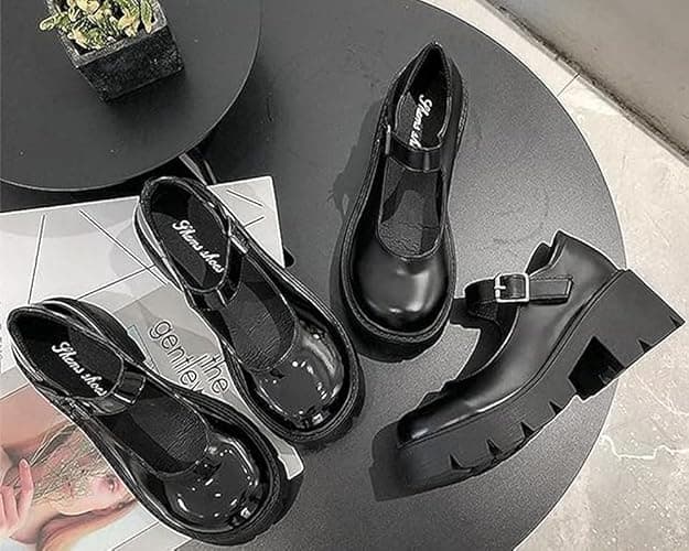 Women's Platform Mary Janes Heart Cat Buckle Rivets Ankle Lolita Gothic Princess Platform Pumps Patent Leather Thorn Vintage Traditional Embroidery Upper Dress Shoes thumbnail 2