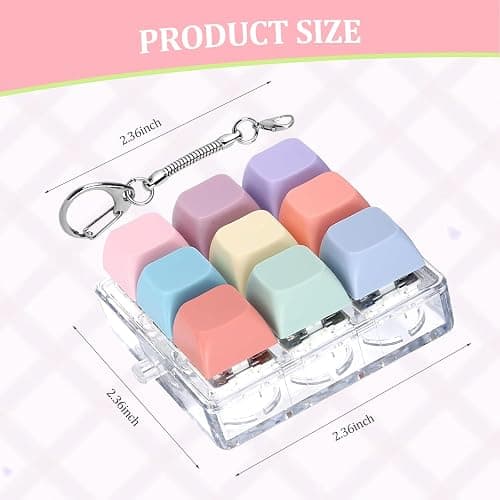 Keyboard Fidget Toy, Fidget Clicker Keychain Stress Relief Button Toy for Adults, Colorful Macaron Stress Relief Gifts for Stress Relief and Pass Time thumbnail 3