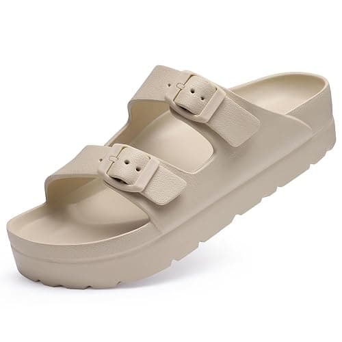 Goosecret Women's Comfortable Arch Support Walking Platform Sandals | Lightweight Chunky Slip-On Foam Slides with Adjustable Buckle, Sandals for Beach and Daily Wear - Image 1