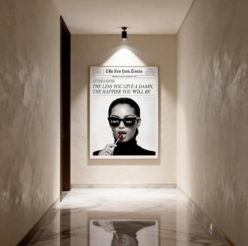 Jatinoo Aesthetic Posters for Bedroom Decor - 11.5x15 Inch Framed Canvas Wall Art with 'The Less You Give a Damn' Quote | Black and White Print for Mental Wellness, Trendy Room Aesthetic and Modern Home thumbnail 9