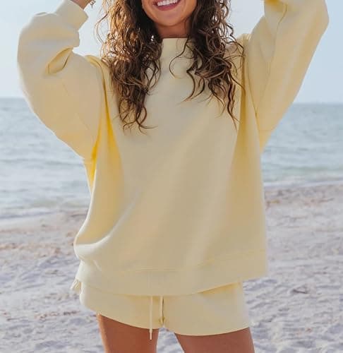Qmlyev Women 2 Piece Outfits Sweat Shorts Sets Oversized Casual Lounge Matching Set Sweatsuit Tracksuit 2026 Fall Clothes thumbnail 2