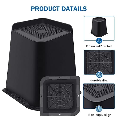 ANNKUT Bed Risers 8 Inch Heavy Duty, Furniture Risers for Bed Desk Table Sofa Couch，Oversized Bed Lifts Risers, Support up to 5000 Lbs(4 Pack Black) - Black 4 Pack - 8 Inch thumbnail 3