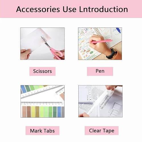 Office Supplies,Pink Desk Accessories,Office Supplies Set,Stapler and Tape Dispenser Set,Scissors,Staple Remover,Binder Clips,Staples,Ballpoint Pen,Index Tabs with Ruler,Clear Tape.9pcs for Office thumbnail 5