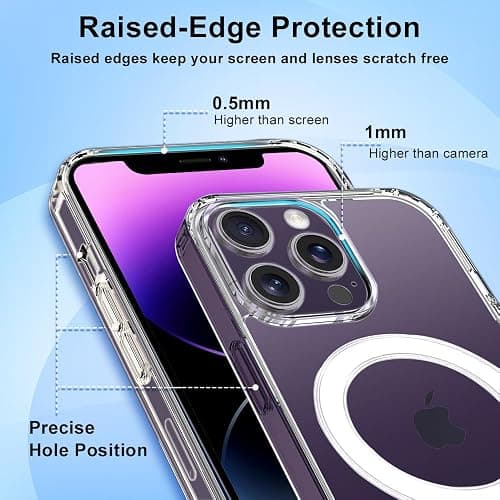 TEOPHA Magnetic Clear Case for iPhone 14 Pro (6.1-Inch) Compatible with MagSafe, Shockproof Anti-Scratch Phone Bumper Cover for iPhone 14 Pro - Clear thumbnail 5