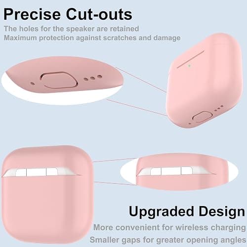 Nemteur Coque pour Airpods 4, Étui de Protection Mince en Silicone pour AirPods 4th 2024 (USB-C) Skin Front LED Visible Silicone Case, Rose thumbnail 6