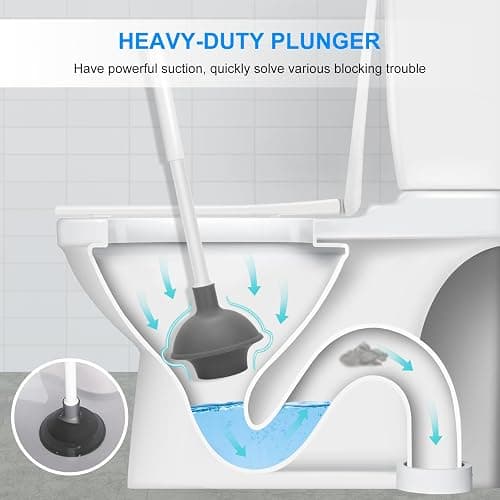 SetSail Toilet Brush and Plunger Set, Toilet Plungers for Bathroom Heavy Duty Toilet Bowl Brush and Holder Hidden Toilet Plunger and Brush Set for Deeply Cleaning - white thumbnail 4