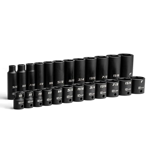 Capri Tools 3/8 in. Drive SAE Shallow and Deep Impact Socket Set (24-Piece) - Image 1
