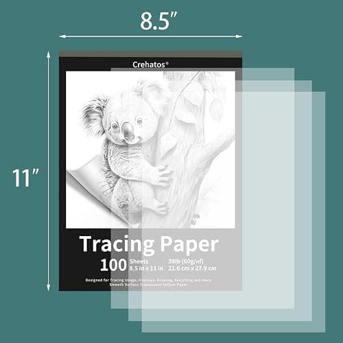 Crehatos 8.5" x 11" Tracing Paper, Translucent Tracing Pad, 100 Sheets 38lb/60gsm Vellum Art Paper thumbnail 3