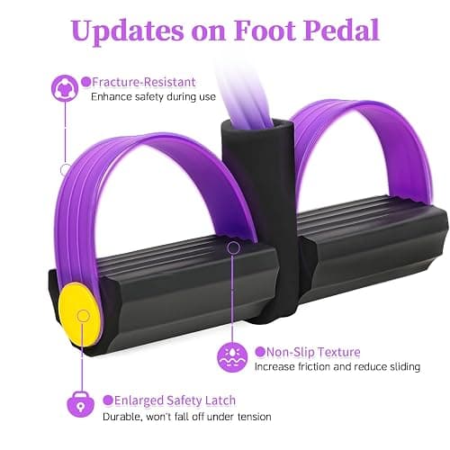 Pedal Resistance Band with Handle, Upgraded 6-Tube Exercise Bands | Natural Rubber Tension Rope, Multifunction Foot Pedal Resistance Bands for Working Out, Ab, Waist, Arm, Leg, Pilates, Yoga thumbnail 4
