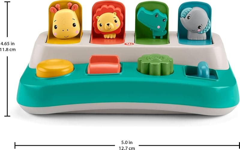 Fisher-Price Baby Early Learning Toy with Fine Motor Activities for Cause-and-Effect Play, Busy Buddies Pop-Up thumbnail 2