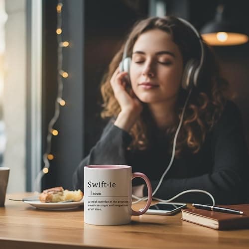 Toshiy Music Lover Coffee Mug, Swifie Mug, Musician Cup for Woman Christmas White Elephant Gifts for Music Lovers Fans 11OZ Pink thumbnail 7