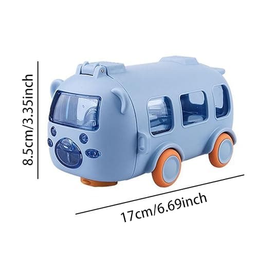 Portable Water Cup in Bus Shape, Water Cup in Bus Shape with Strap 16.9 Oz, 360° Leak-Proof Portable Water Bottle, Cute Cartoon Flip Top Straw Water Bottle for Kids, Sports Travel (White) thumbnail 2