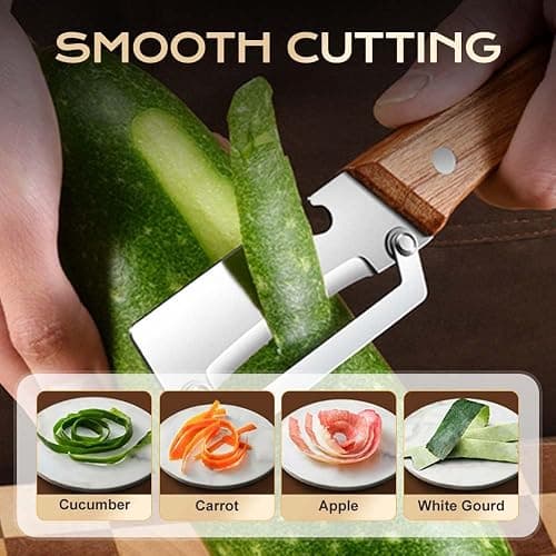 Multi-Functional Vegetable Peeler for Kitchen, Ultra-Sharp Stainless Steel Blade with Wooden Handle and Bottle Opener, For Vegetables or Fruits that Need to Be Peeled (2 Pcs) thumbnail 6