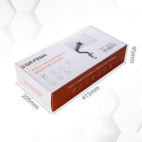GRIFEMA GB2003-1, Support Ecran PC Moniteur de 13-32 Pouces, Bras Ecran PC VESA 75x75-100x100 MM, Rotation à 360°, Réglable en Hauteur, Charge Maximale de 9 KG, Noir thumbnail 8