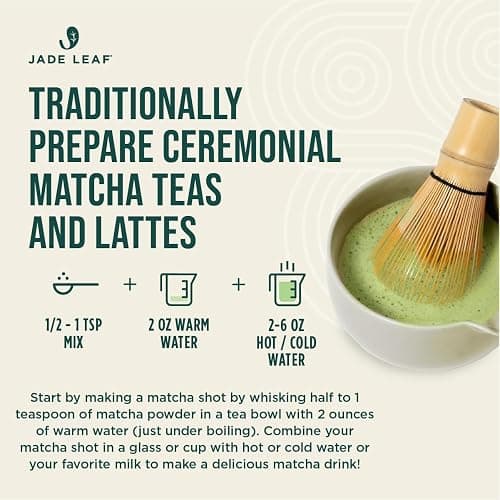 Jade Leaf Matcha Organic Premium Ceremonial Grade Matcha Green Tea Powder - Japanese - Culinary, Ingredient, Ceremonial Barista Teahouse, Latte, Collagen, 1.06 Ounce (Pack of 1), Ceremonial Barista thumbnail 4