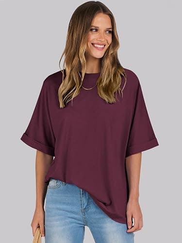 ANRABESS Womens Tops Oversized T Shirts Short Sleeve Crewneck Summer Casual Loose Basic Tee Shirt 2025 Trendy Fashion Clothes thumbnail 2