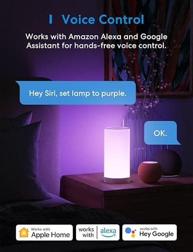 meross WiFi Lamp, Smart Lamp Bedside, Support Apple HomeKit Alexa Google Assistant SmartThings, RGBWW Touch Lamp Dimmable Multicolour Voice Remote App Control (2.4GHz Only) thumbnail 3