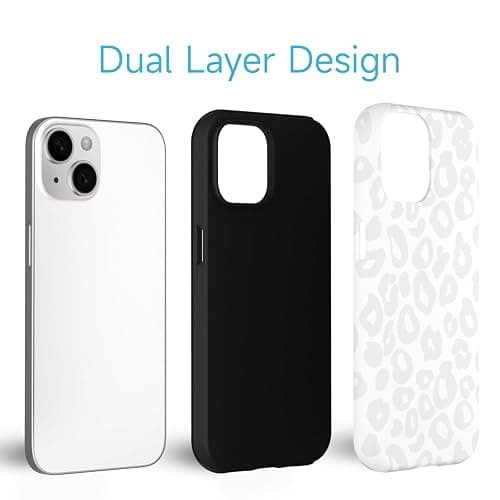LoeoeL for iPhone 15 Case Cheetah Print, Leopard Pattern Phone Case for Women Girls, Girly Cute Thin Slim Hard Shell Plastic Phone Cover, Luxury Aesthetic Trendy Retro Animal Design, White thumbnail 3