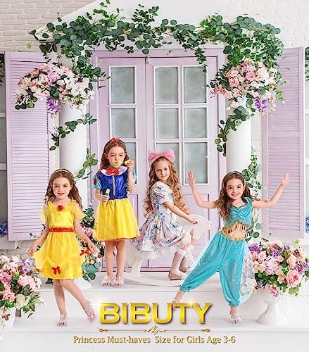 Kids Princess Dress Up Clothes for Little Girls, BIBUTY Pretend Play & Dress Up Princess Costume Set with Princess Dresses Crown Cape for Little Girls, Princess Toys Gifts for 3-6 Toddler Little Girls thumbnail 7