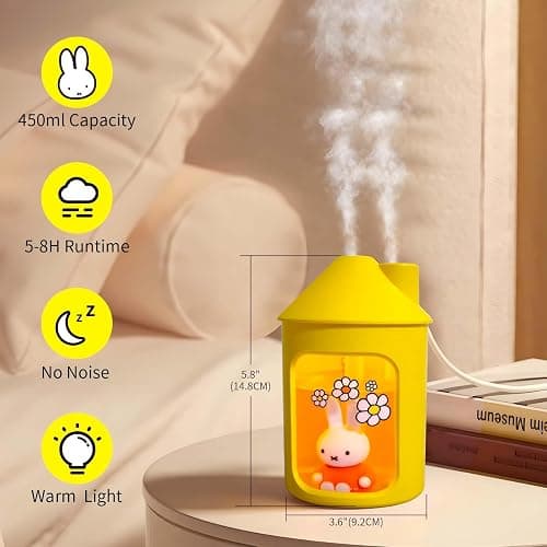 Mipow x Miffy BTA700M Cool Mist Humidifier for Bedroom With Night Light, 450ML Double Spray for Nursery, Office, Indoor Plants (Yellow) thumbnail 3