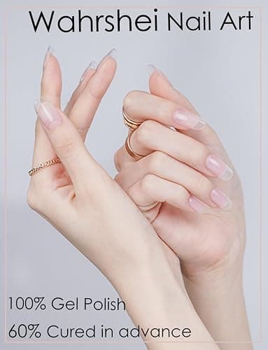 Semi Cured Gel Nail Strips, 20pcs Gel Nail Stickers UV, Wraps for Home Manirue DIY (Clear) thumbnail 2