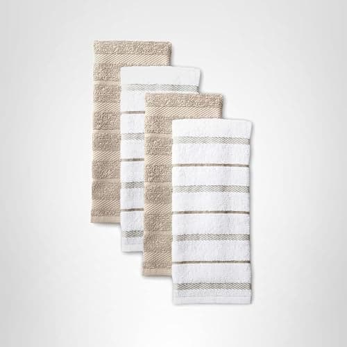 KitchenAid Albany Kitchen Towel 4-Pack Set, Milkshake Tan/White, 16"x26" thumbnail 6