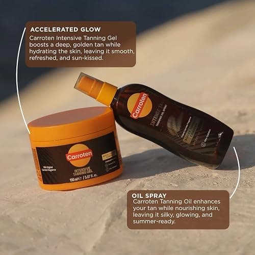 Carroten Intensive Tanning Gel + Oil Spray | Browning Tan Accelerator | Carrot & Coconut Oil | Vitamin A + E for Moisture & Hydration | Water-Resistant, Non-Greasy | Made in Greece | 6.7 oz + 5 oz thumbnail 3