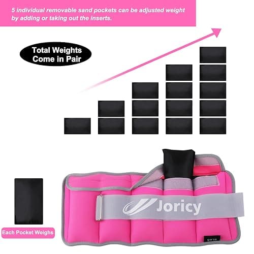 Adjustable Ankle Weights for Women Men Kids 1/2/3/4/5/6/8/10/12/20 LBS 1 Pair Wrist Leg Arm Weights with Removable Weight Strength Training Weight for Walking Running Fitness Physical Therapy thumbnail 3