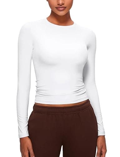 CRZ YOGA Softembrace Long Sleeve Shirts for Women Soft Crew Neck Fall Basic Tight Tops Fitted Casual Going Out T-Shirts - Image 1