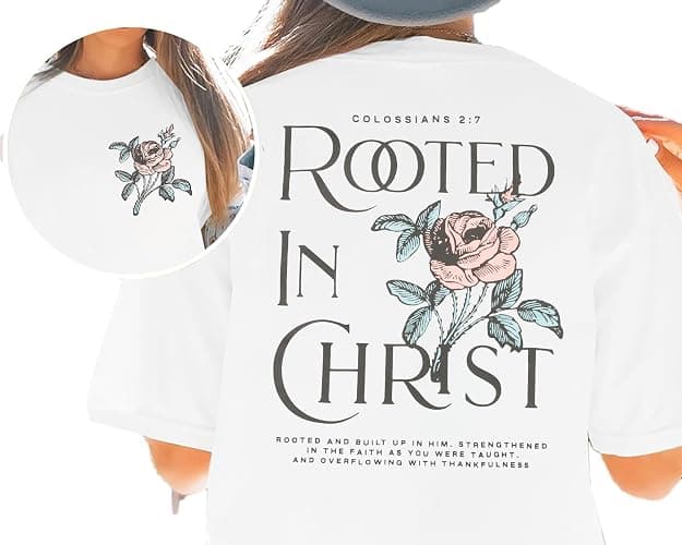 Rooted in Christ Shirt Christian Shirts for Women Jesus Oversized Tshirt Bible Verse Graphics Tees Tops thumbnail 5