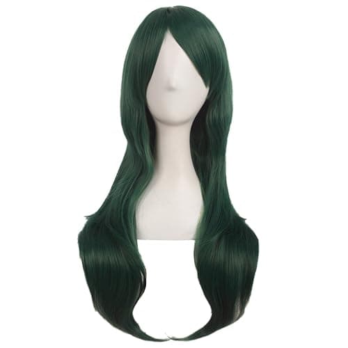MapofBeauty 28 Inch Long Curly Hair Costume Cosplay Wig, Pine Green | 70 cm Wig, Women, Side Bangs, Fashion - Image 1