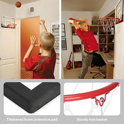 BOPEUY Panier de Basket Interieur, Mini Panier de Basket Enfant Interieur, Paniers de Baskets Mural avec 4 Ballons et Pompe à Air, pour Cadeau d'anniversaire Garcon Fille Ado Les 5 Ans et Plus Ans thumbnail 3