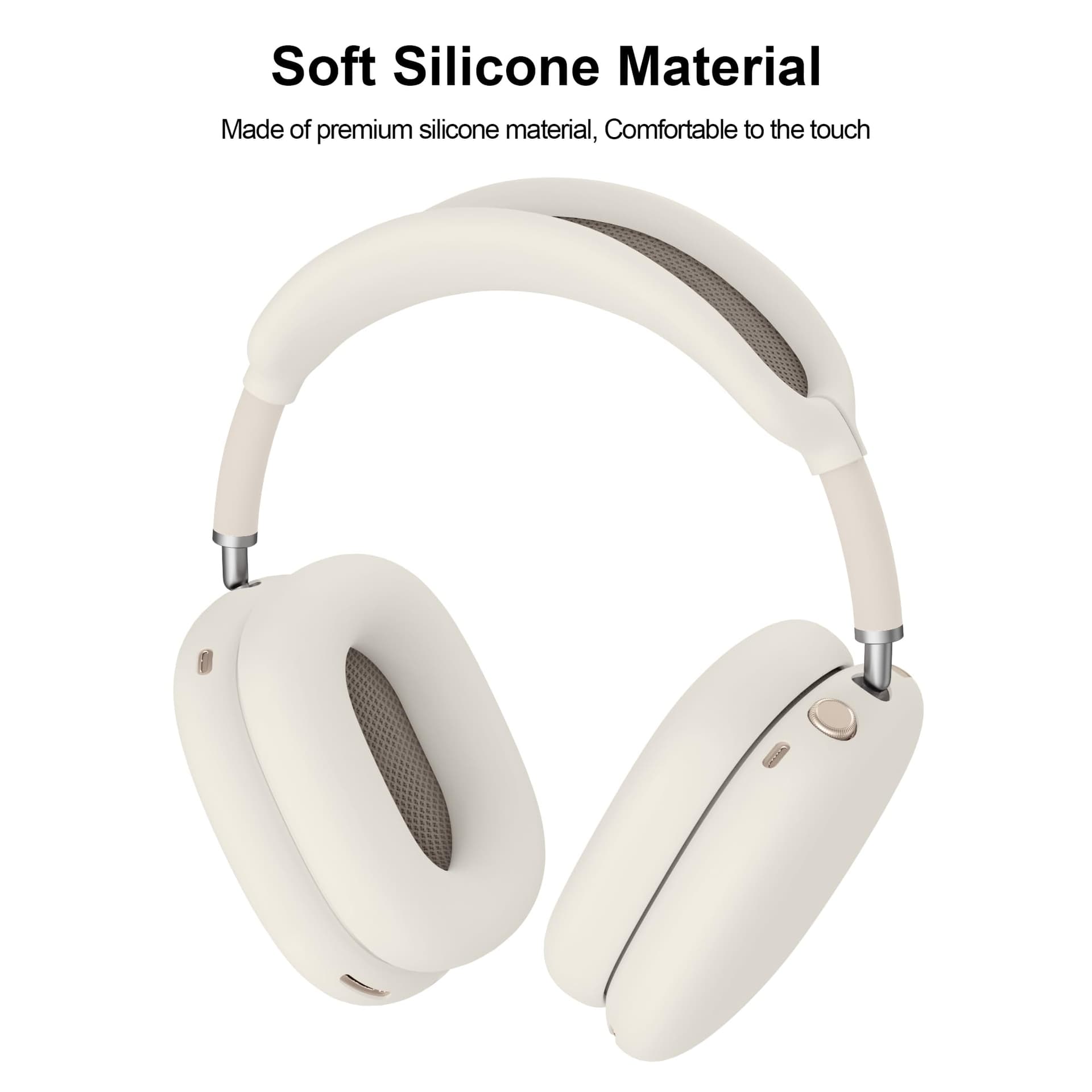 Silicone Cover for AirPods Max Headphones 2024, Soft Silicone & Anti-Scratch Protective Ear Cups Case/Ear Pad Cases/Headband Cover for Apple AirPods Max (Starlight) - Starlight thumbnail 2