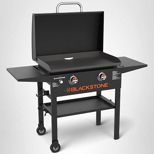 BLACKSTONE 1883 Original 28” Griddle with Integrated Protective Hood and Counter Height Side Shelves, Powder Coated Steel, Black thumbnail 7