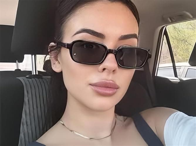 Retro Sunglasses for Women Men 90s Small Rectangular Sun Glasses Vintage Cute Narrow Trendy Sunnies thumbnail 6
