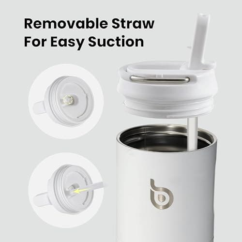 Bottle Bottle Stainless Steel Water Bottle 700ml with Straw and Lid Sports Insulated Metal Water Bottles with Handle(White) thumbnail 6