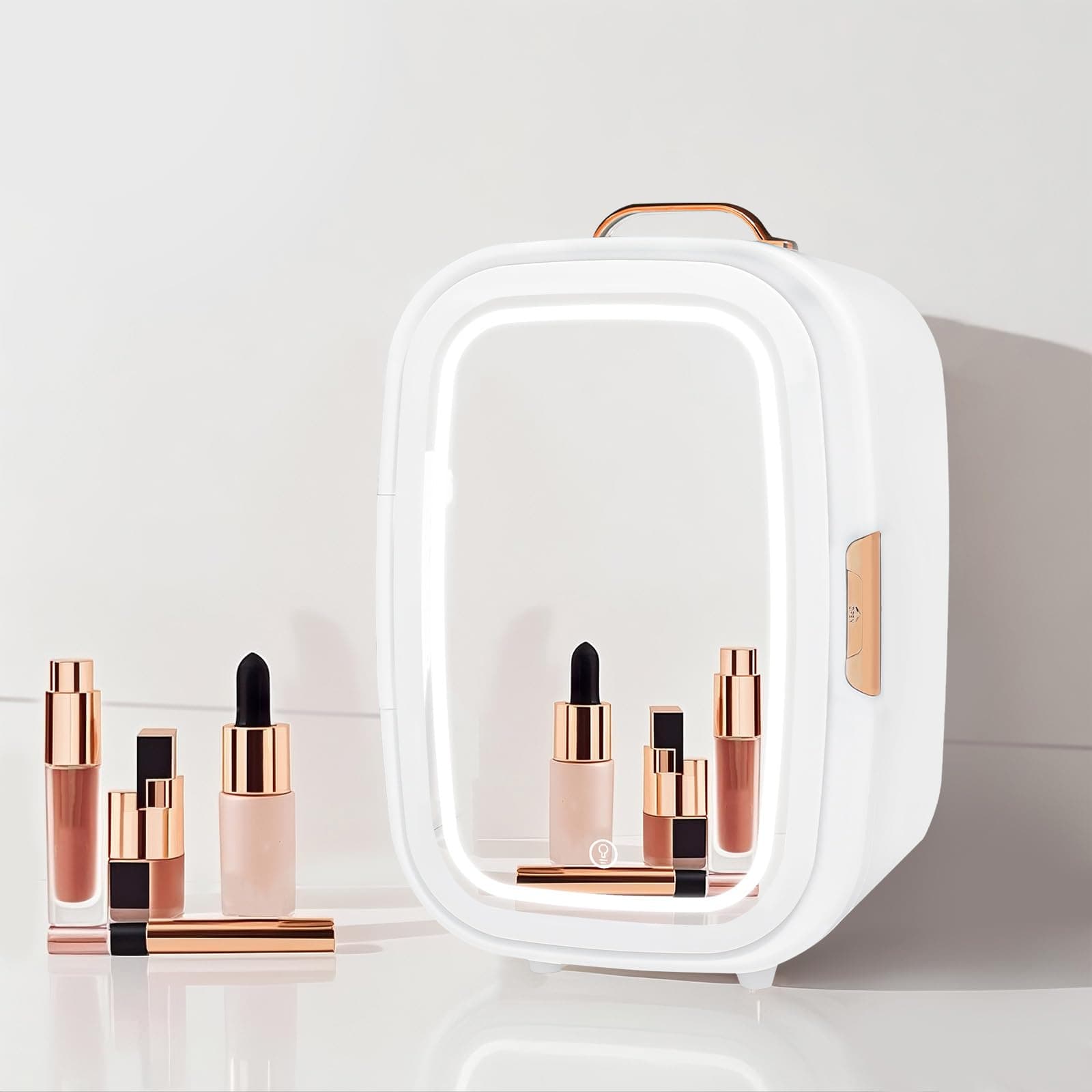 Mini Fridge, Skincare Fridge, Cosmetics Refrigerator, Makeup Refrigerator for Skincare with 3-Level Dimmable LED Light Mirror, Dual-Function Cooling/Heating Cosmetic Refrigerators (White) thumbnail 6