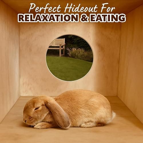 NIKOS PETS - Wooden Rabbit Hideout, Rabbit Bed, Indoor Hutch, Bunny House Pet for Bunnies, Guinea Pigs, Outdoor Shelter Hut, Small Animal Hideaway, Bunny Playground (12.5 x 12.5 in) thumbnail 6
