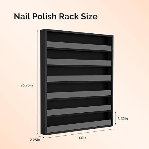 Bonnlo 6 Tiers Nail Polish Organiser Wall Mounted, 22inch nail varnish storage, Acrylic Display Shelves Stand Holder, Black thumbnail 2