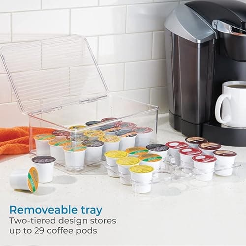 iDesign Stackable Coffee Pod Holder for K-Cup Pods, Clear | 29 K-Cup Capacity thumbnail 2