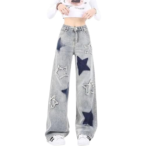 FYHTC Pink Star Jeans Baggy Y2k Clothes Cute Clothes for Teens Cargo Pants Woman - Image 1