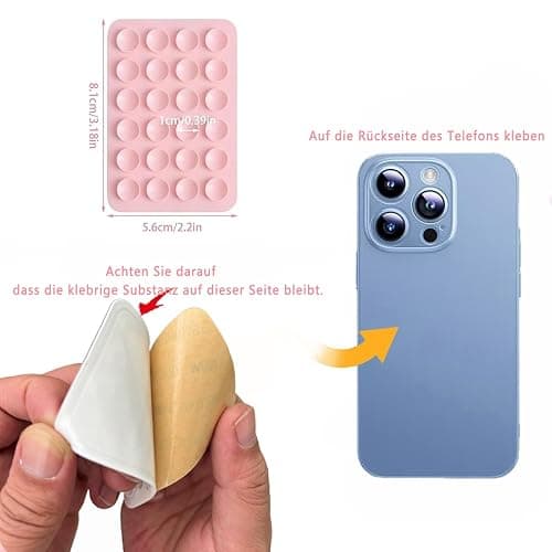 4 Stück Handy Saugnapf，Silikon Saugnapf Handy，Handy Kleber Rückseite，für Mobile Stromversorgung Handys Selfies und Videos (Schwarz Weiß Rosa) thumbnail 5