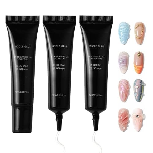 ALONK 3 Stück 3D Gel Nail Art, Glue Gel, 15 ML Multifunktionell Rhinestone Glue - Image 1