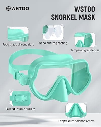 W WSTOO Snorkel Diving Mask,Adults Swim Goggles with Nose Cover,Panoramic Anti Glare HD Tempered Glass,Lens Anti Fog Coating Treatment,Effectively Preventing Fogging thumbnail 3