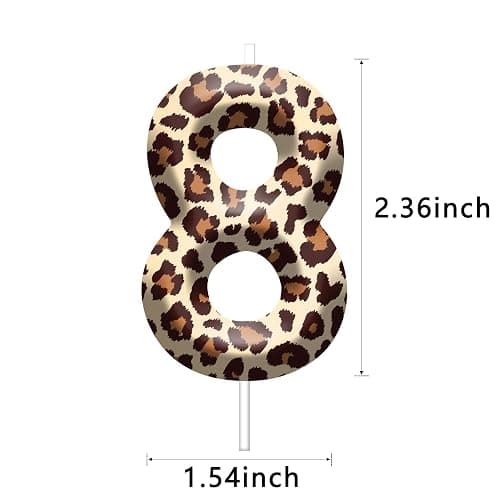 Leopard Birthday Candles, Number 8 Candle Birthday Cake Decoration for Boys Girls, Cake Topper for Cheetah Print Theme Party Supplies (Number 8) thumbnail 2